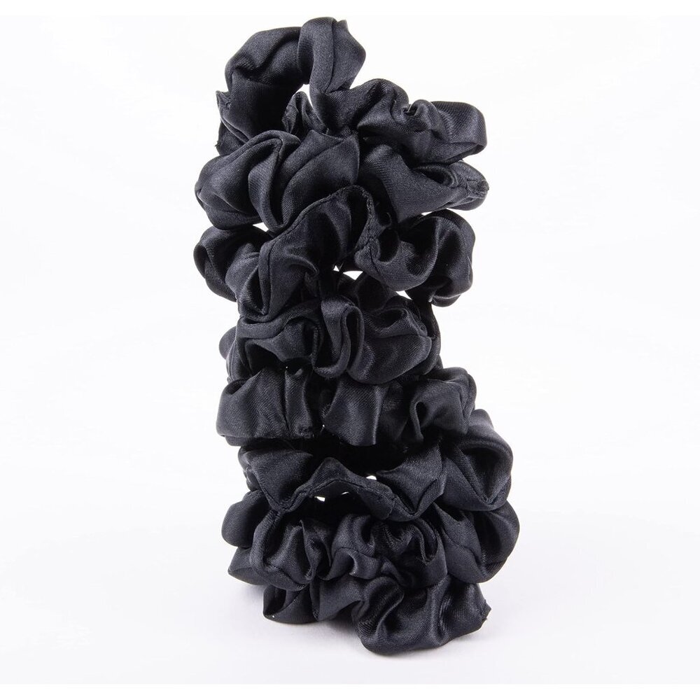 Satin Scrunchies Black Hair Ties, Pack of 8 - Picture 5 of 6